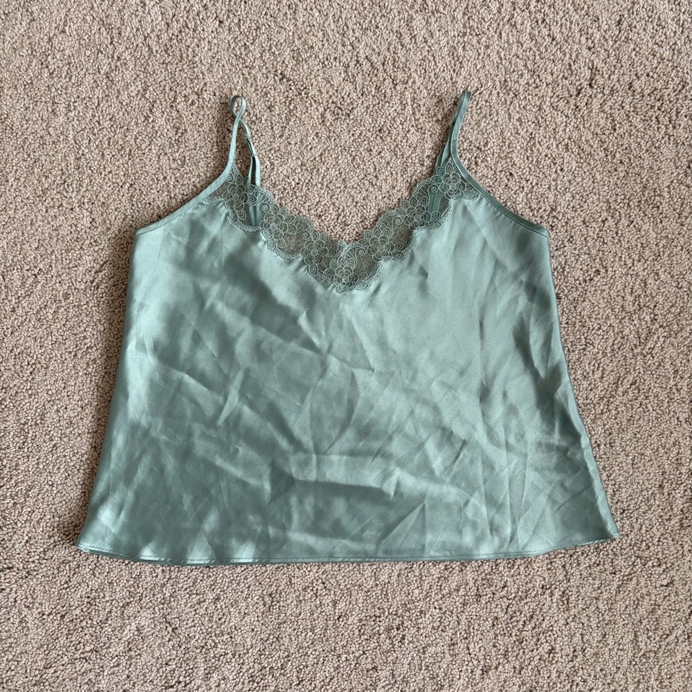 Jones New York Lace Trim Satin Cami Top